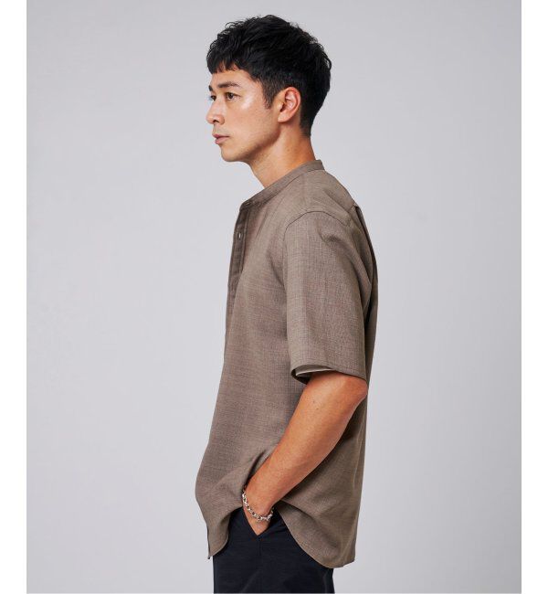 EDIFICE「"接触冷感＆吸水速乾" EVALET メッシュ バンドカラー シャツ」|シャツ・ブラウス|