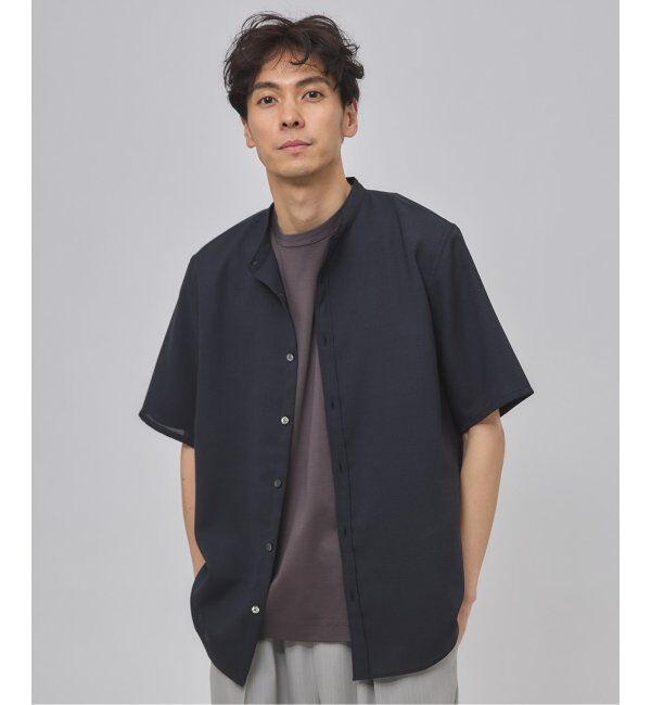 EDIFICE「"接触冷感＆吸水速乾" EVALET メッシュ バンドカラー シャツ」|シャツ・ブラウス|