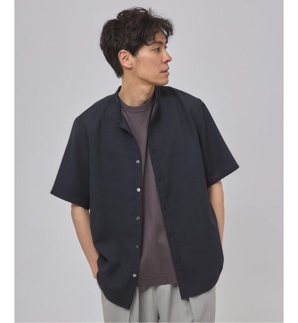 EDIFICE「"接触冷感＆吸水速乾" EVALET メッシュ バンドカラー シャツ」|シャツ・ブラウス|