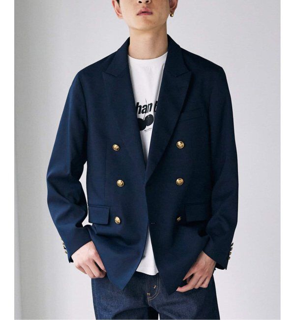 JOURNAL STANDARD「TWツイル Wブレストブレザー」|テーラードジャケット|ネイビー