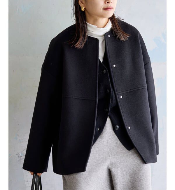 JOURNAL STANDARD「《追加》スーパー140ビーバーノーカラーショートコート」|ノーカラーコート|