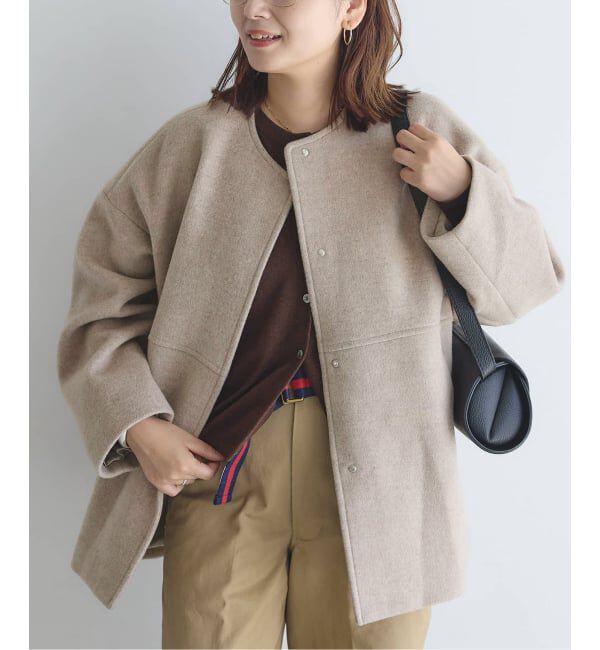 JOURNAL STANDARD「《追加》スーパー140ビーバーノーカラーショートコート」|ノーカラーコート|