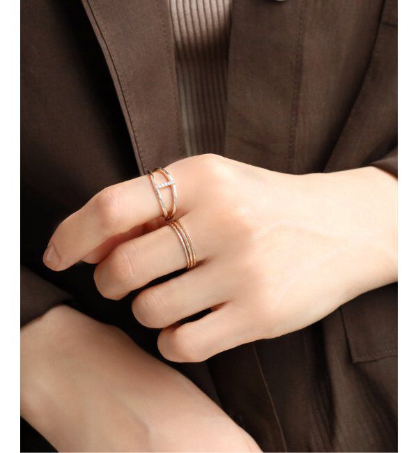 Lilas by Spick&Span「テクスチャー3本リング K10」|リング|