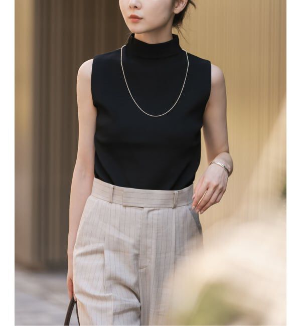 NOBLE「【洗える】ボトルネックスリーブレスニット」|ニット・セーター|ブラック