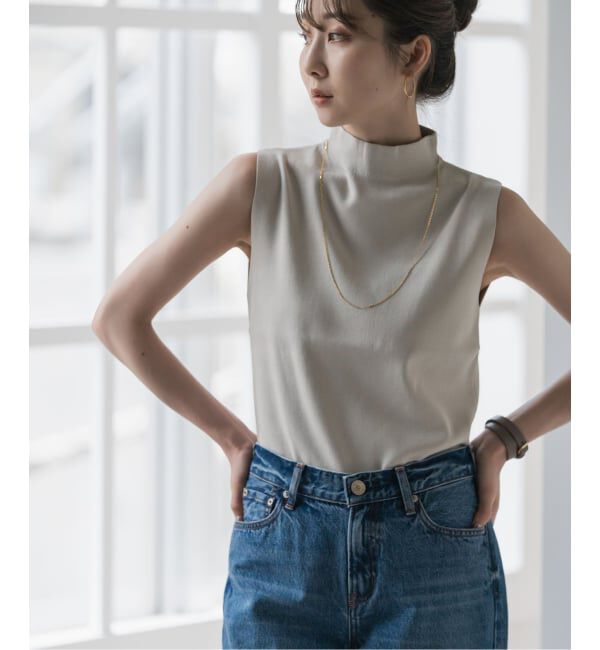 NOBLE「【洗える】ボトルネックスリーブレスニット」|ニット・セーター|グレーA