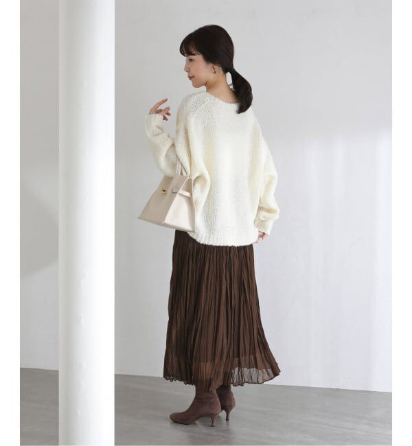  「【洗える】シフォンニットワッシャースカート」|スカート|