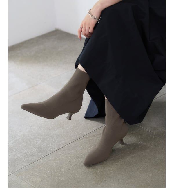  「5cmポインテッドニットショートブーツ」|ショートブーツ|