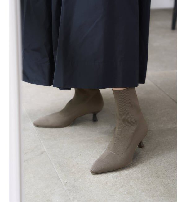  「5cmポインテッドニットショートブーツ」|ショートブーツ|
