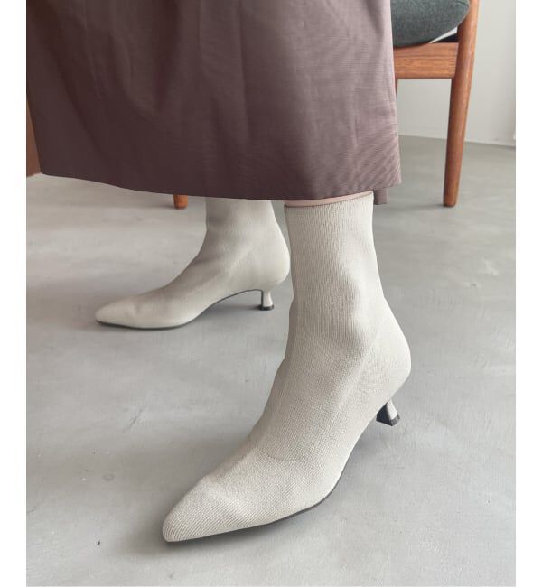  「5cmポインテッドニットショートブーツ」|ショートブーツ|