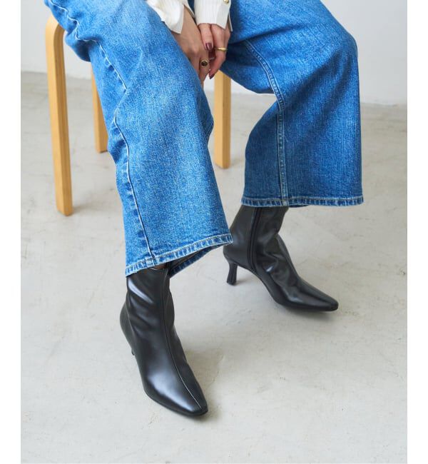  「《追加》6cmフレンチスクエアフィットショートブーツ」|ショートブーツ|