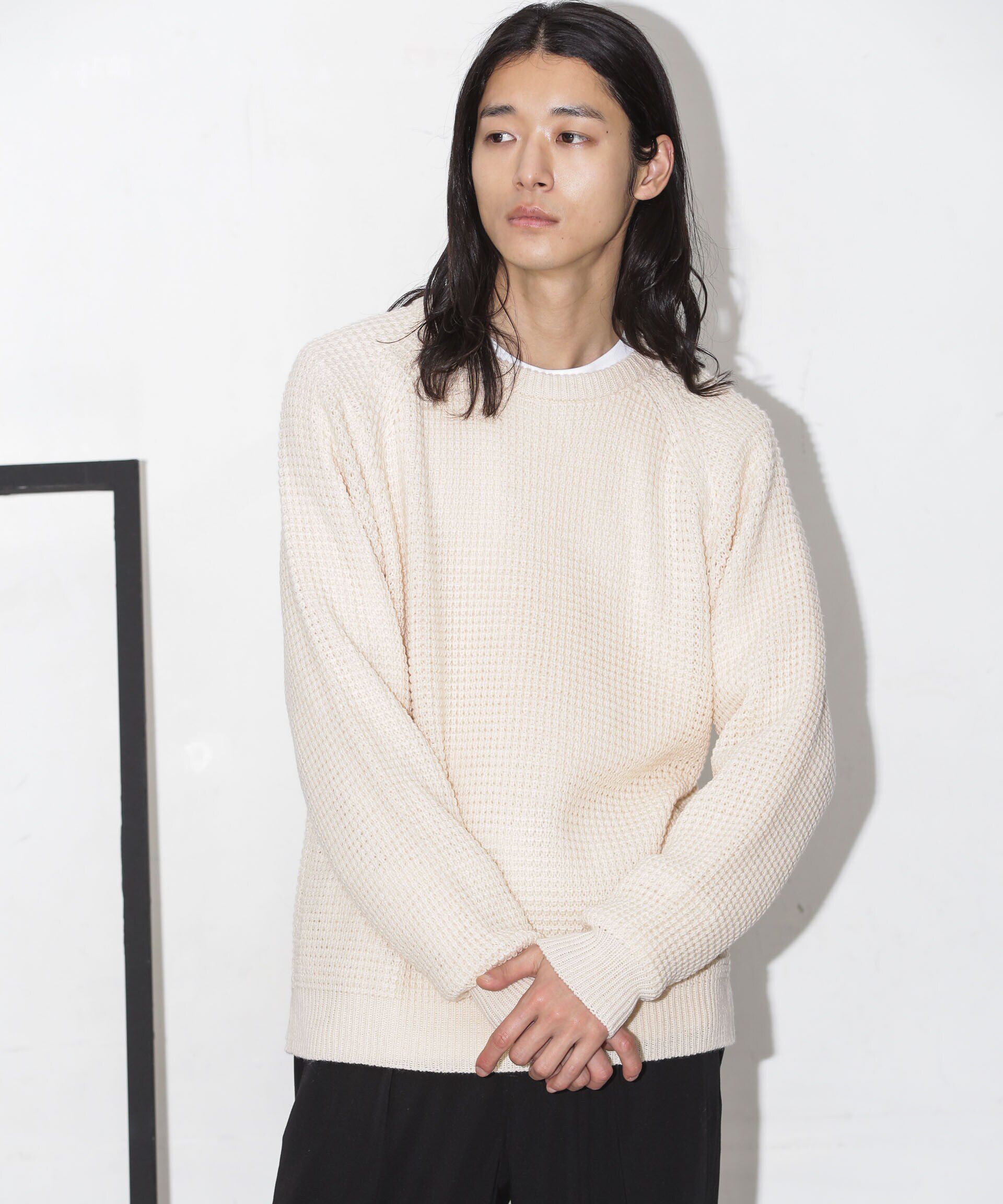 nano･universe「ワッフルラグランニット」|ニット・セーター|