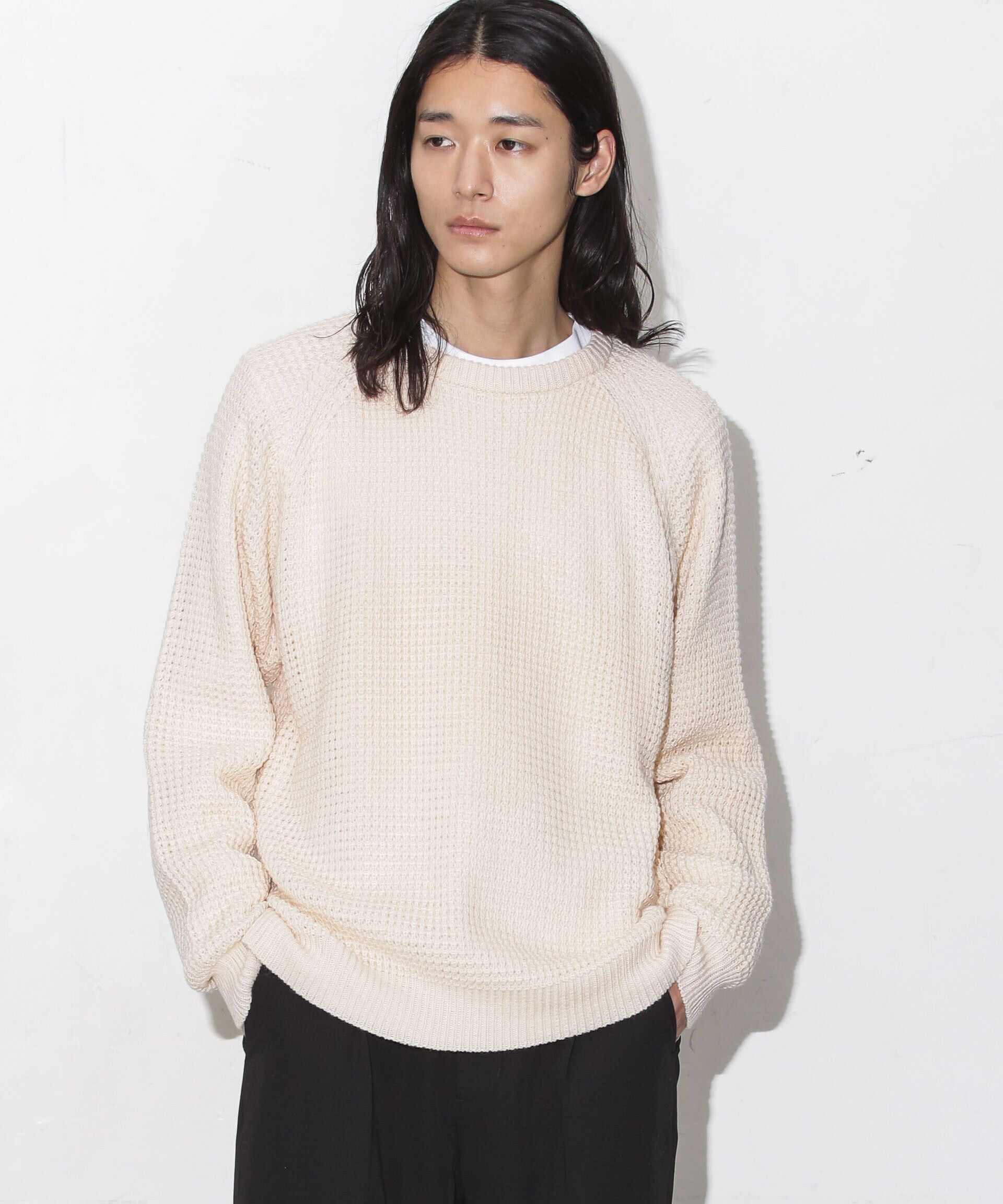 nano･universe「ワッフルラグランニット」|ニット・セーター|