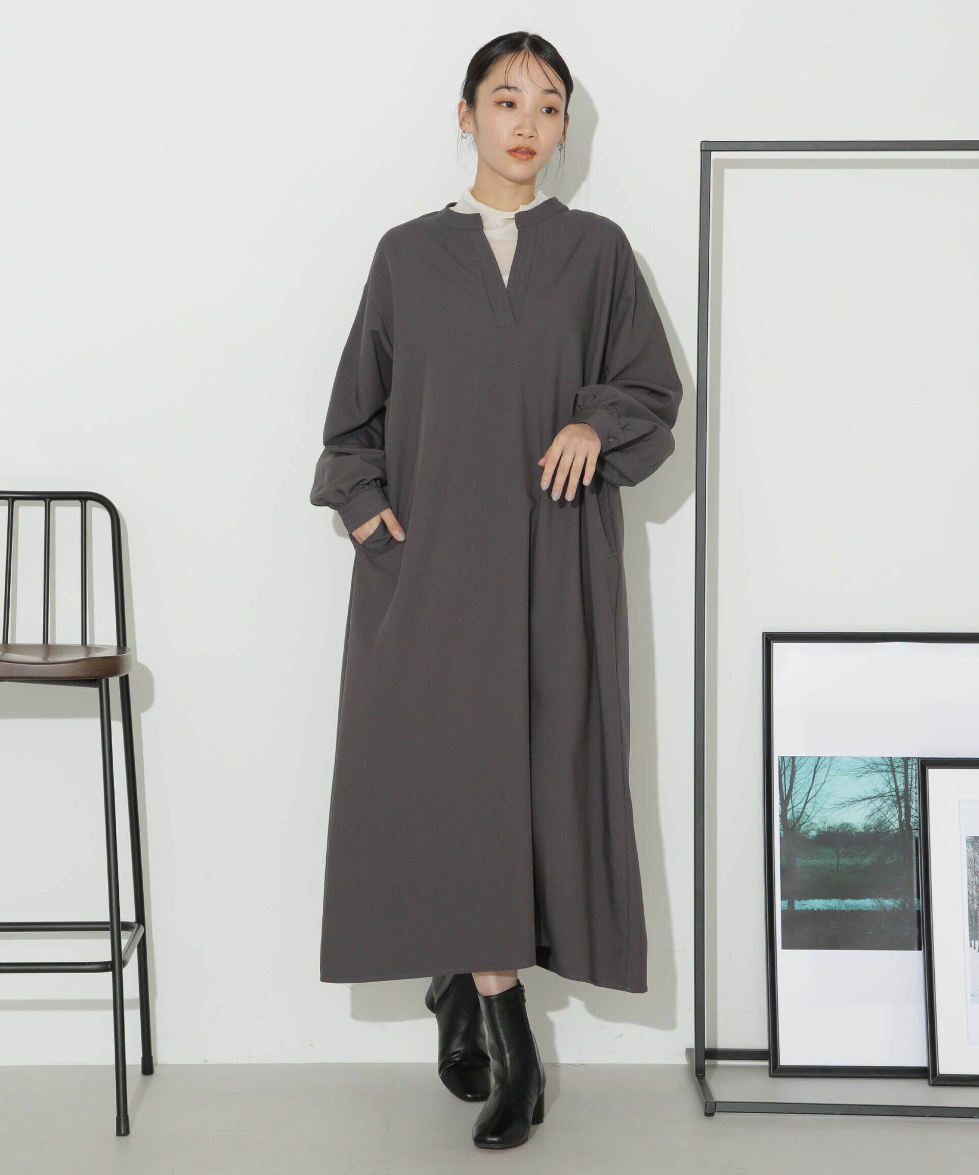 nano･universe「ハイカウントツイルバンドカラースキッパーワンピース」|ワンピース|