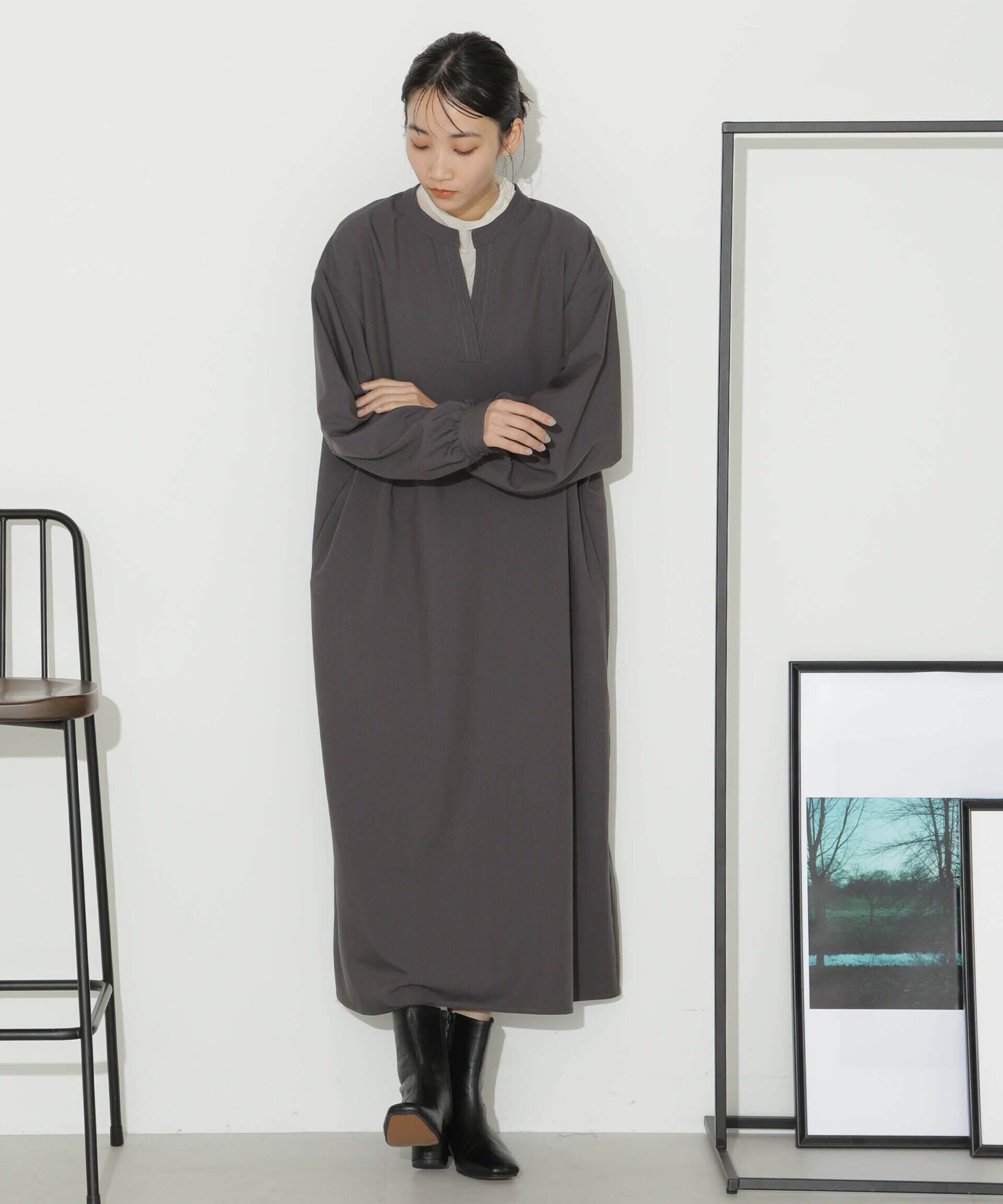 nano･universe「ハイカウントツイルバンドカラースキッパーワンピース」|ワンピース|