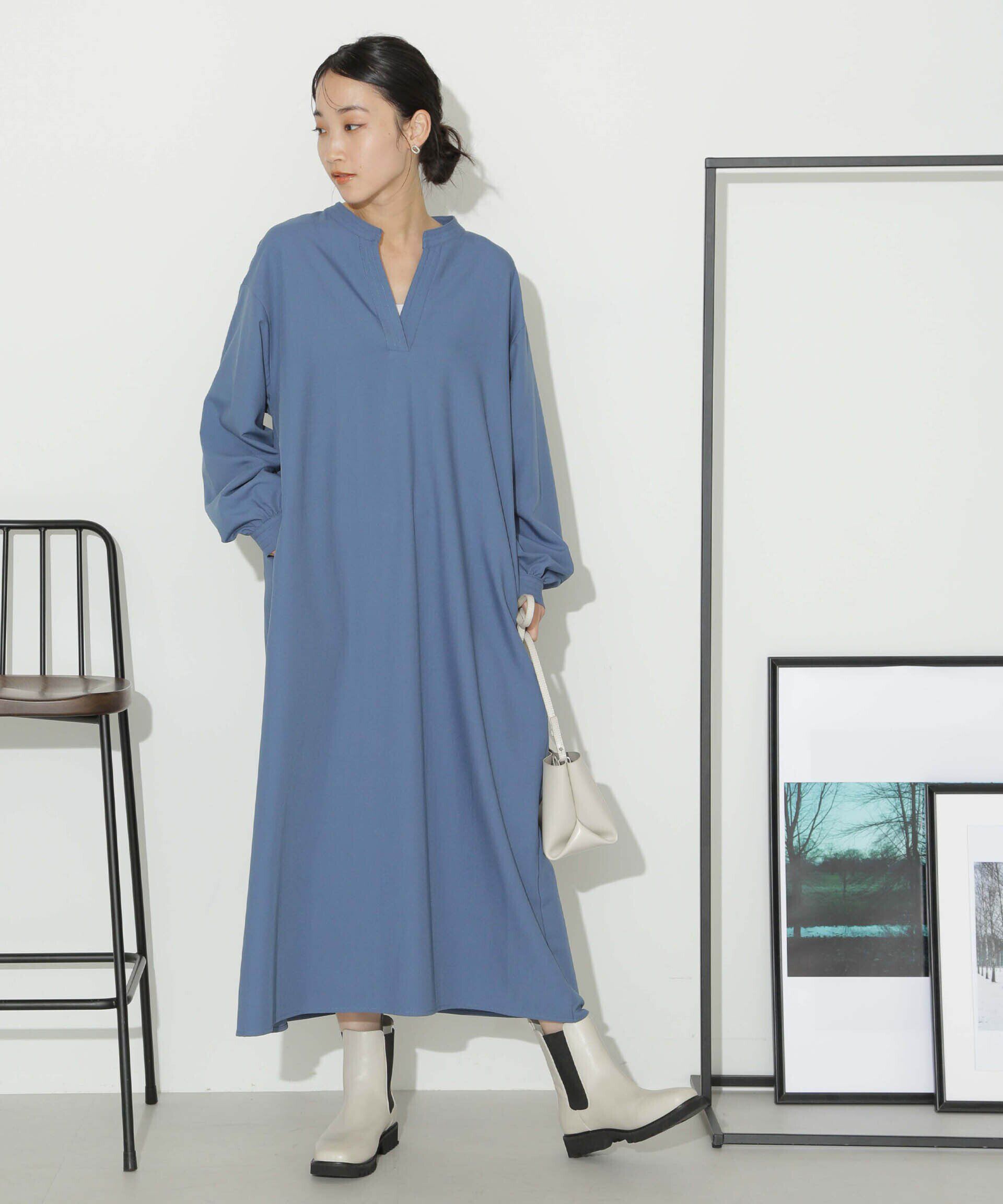 nano･universe「ハイカウントツイルバンドカラースキッパーワンピース」|ワンピース|