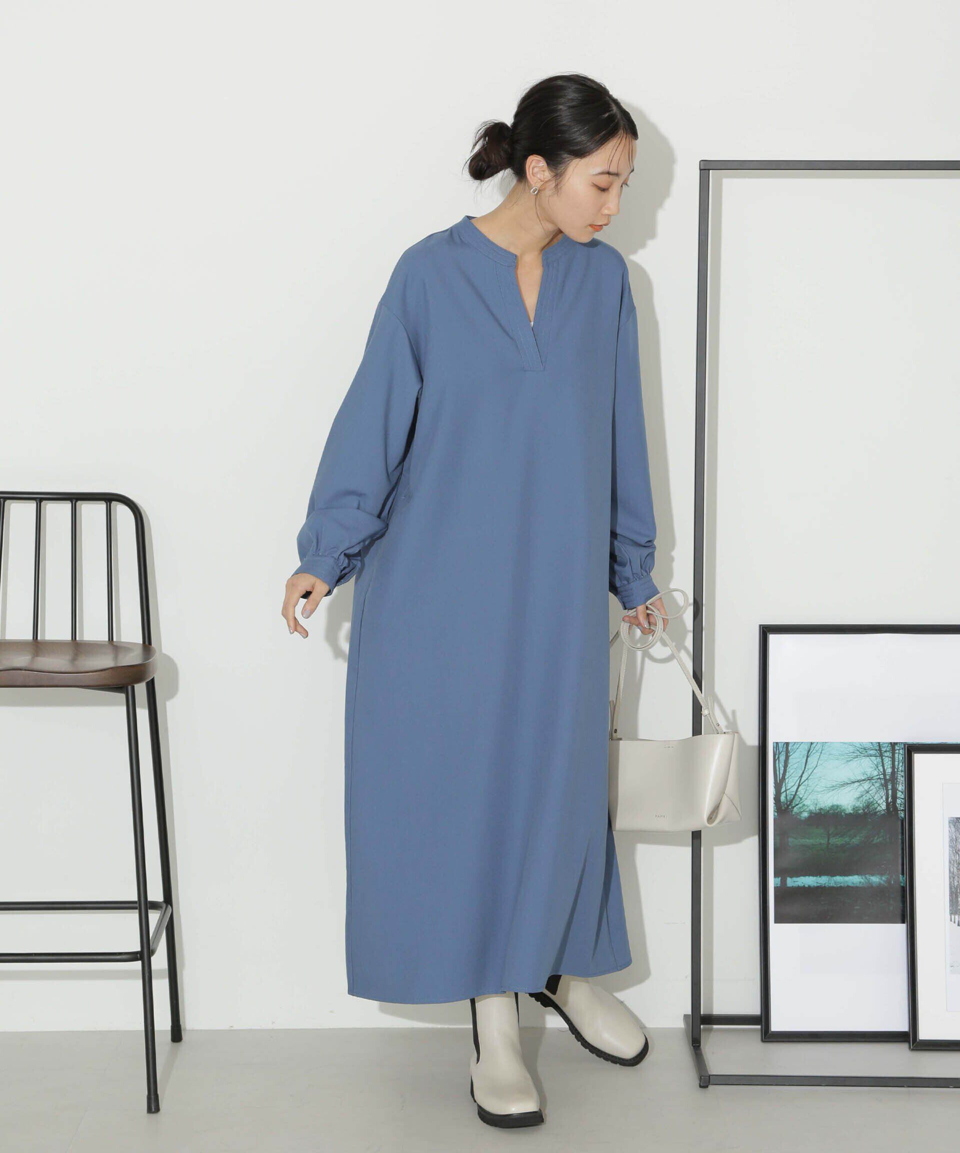 nano･universe「ハイカウントツイルバンドカラースキッパーワンピース」|ワンピース|