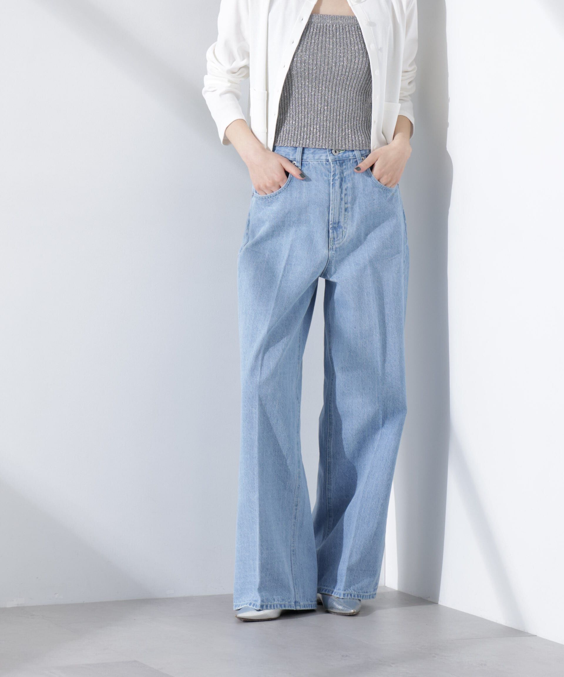 nano･universe「ハイウエストデニム（セットアップ可）」|チノ|L.ブルー1