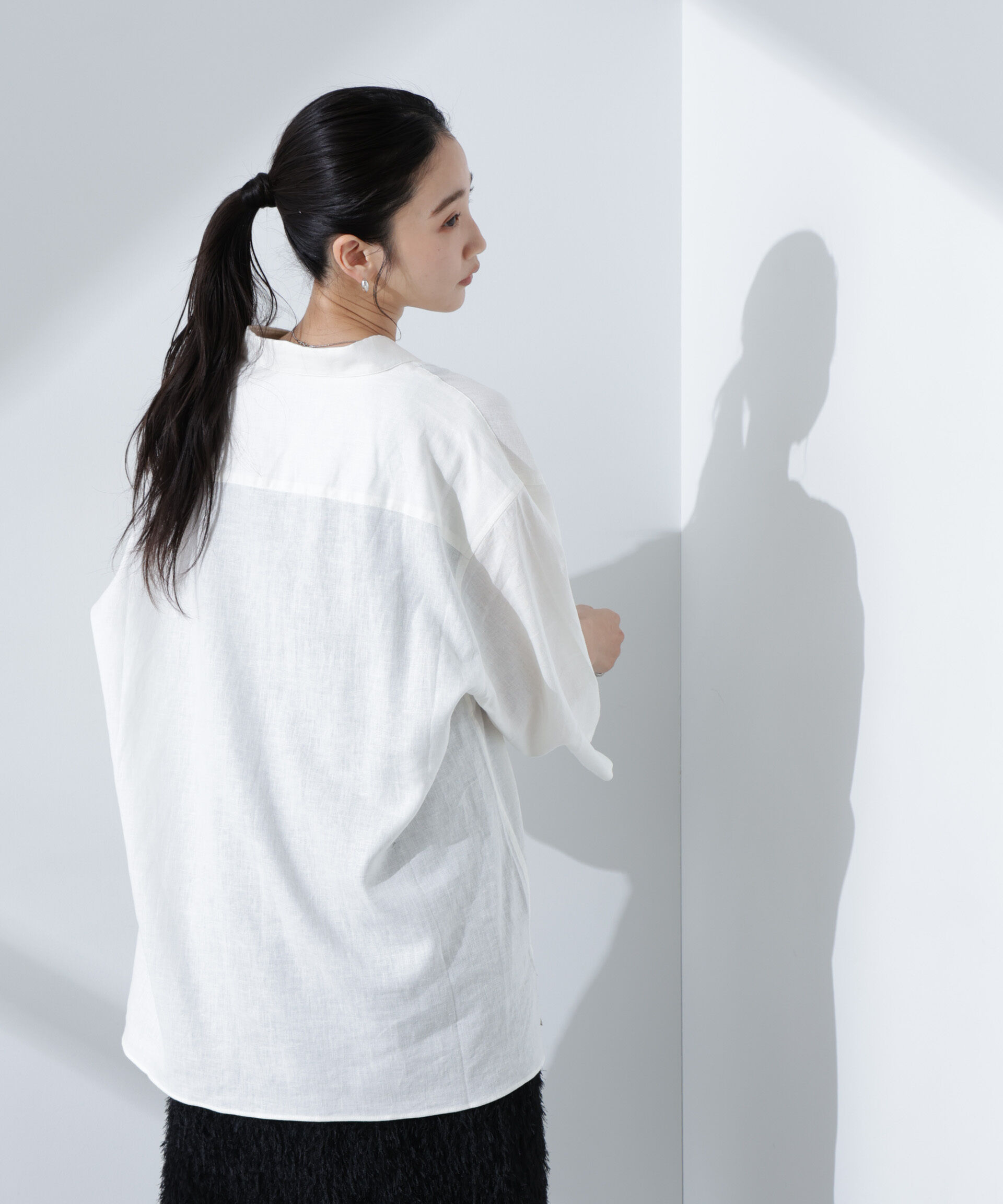 nano･universe「Anti Smell Linen プルオーバーVネックシャツ」|シャツ・ブラウス|