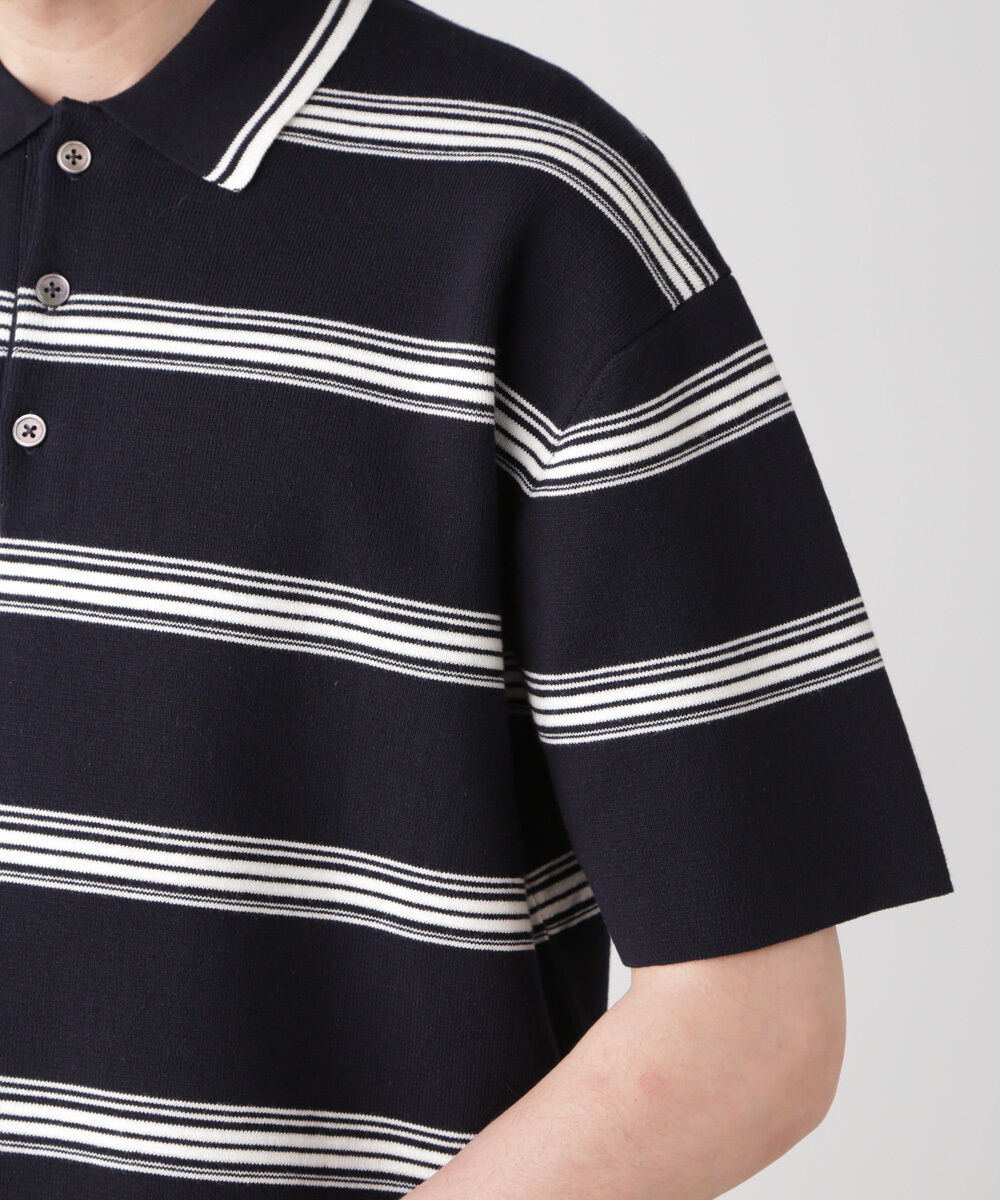 nano･universe「ミラノリブボーダーニットポロ」|ニット・セーター|