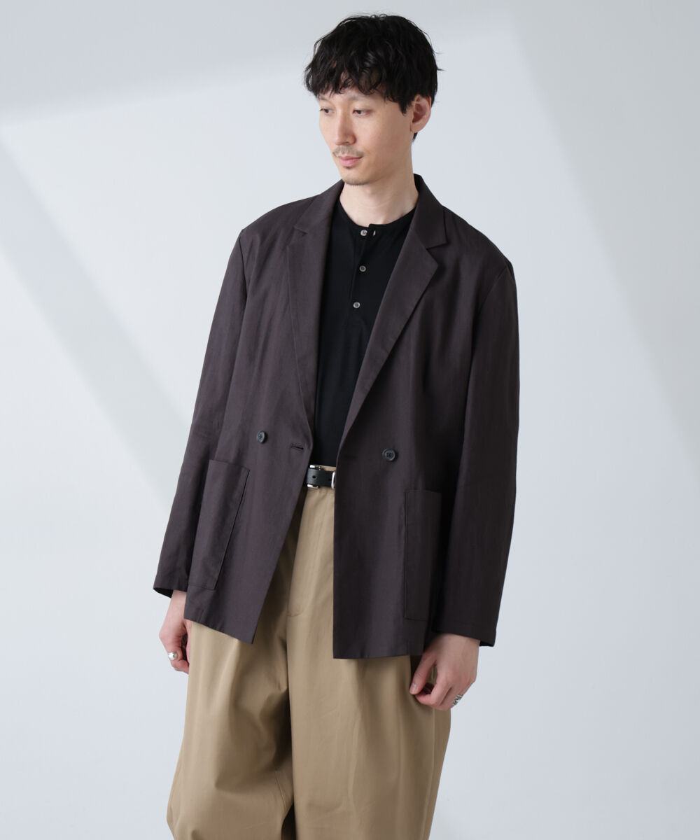nano･universe「「BELGIUM LINEN FABRICS」リネンコットンダブルジャケット(セットアップ可)」|テーラードジャケット|