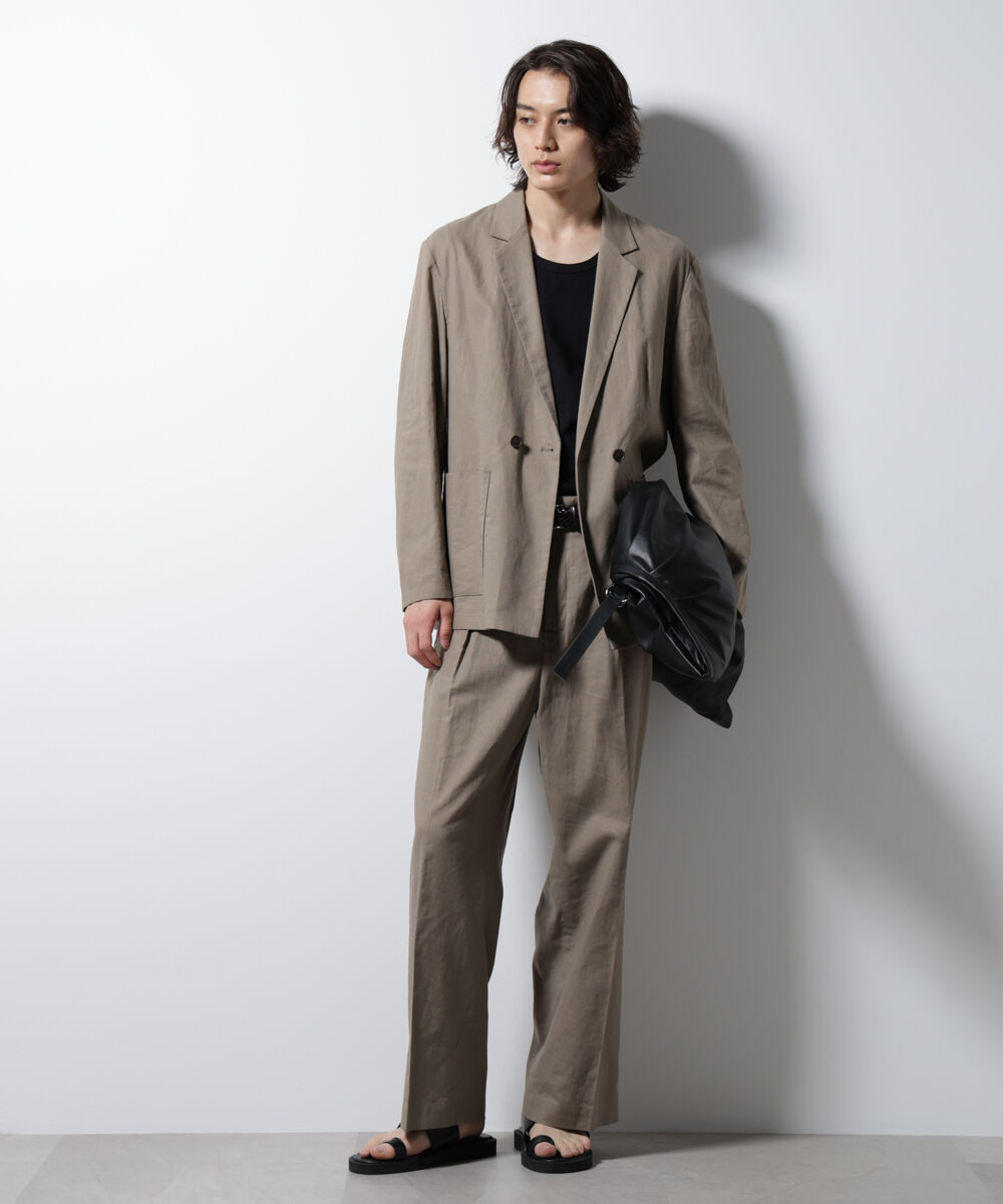 nano･universe「「BELGIUM LINEN FABRICS」リネンコットンダブルジャケット(セットアップ可)」|テーラードジャケット|