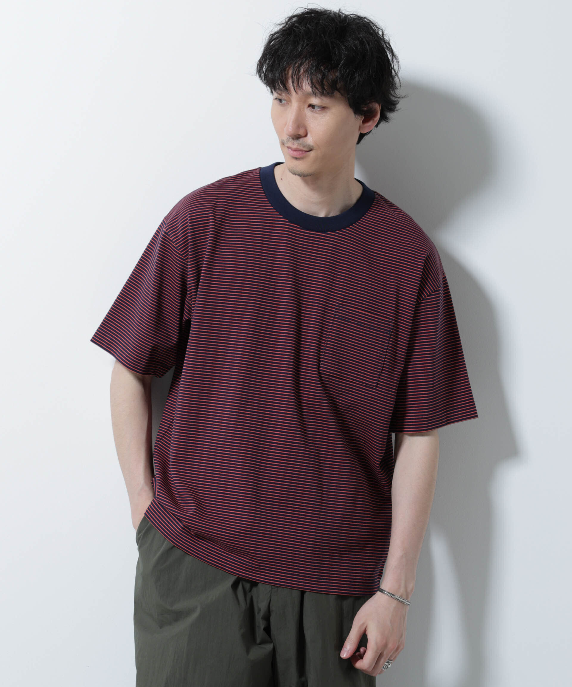 nano･universe「20シルケットボーダーTシャツ 半袖」|Tシャツ・カットソー|ネイビー