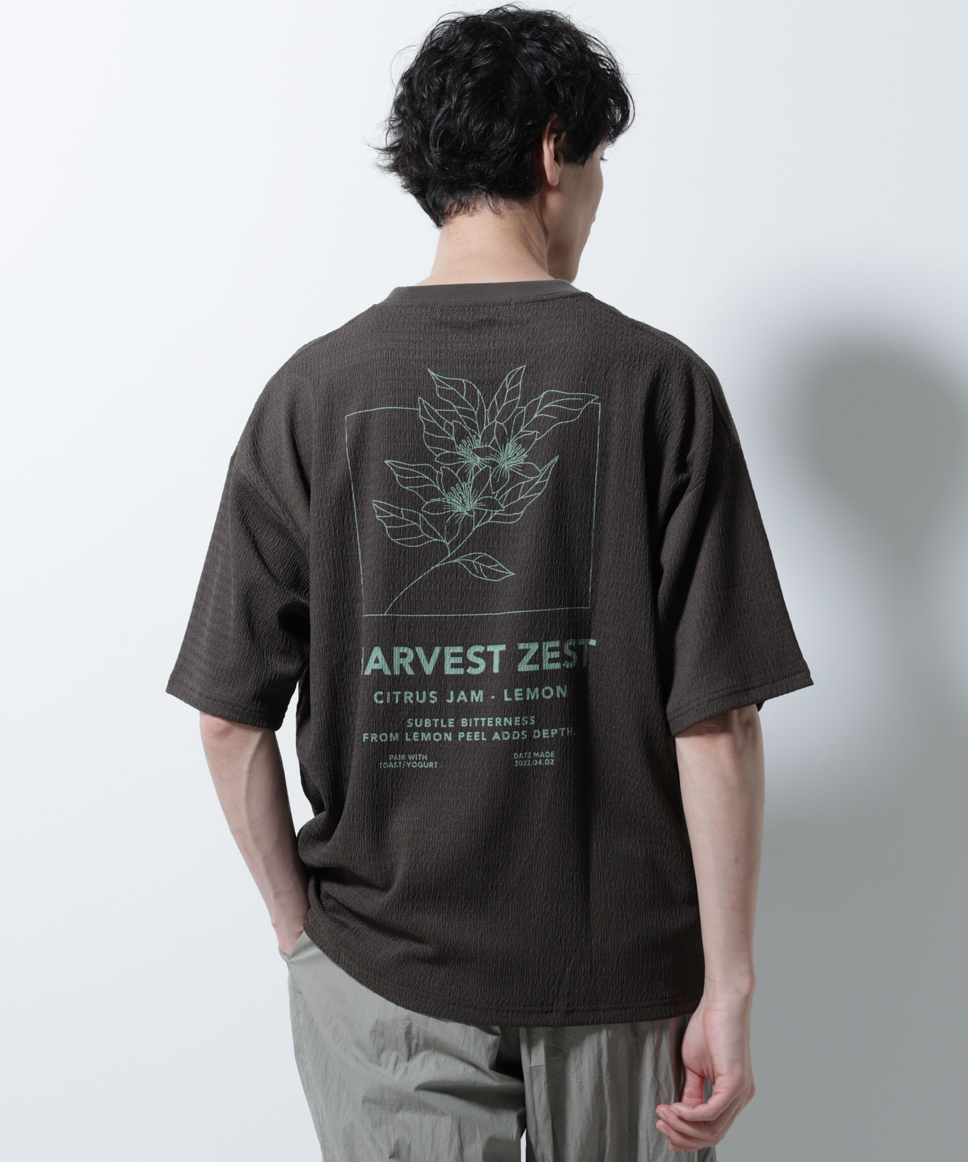 nano･universe「楊柳プリントTシャツ 半袖」|Tシャツ・カットソー|ブラウン