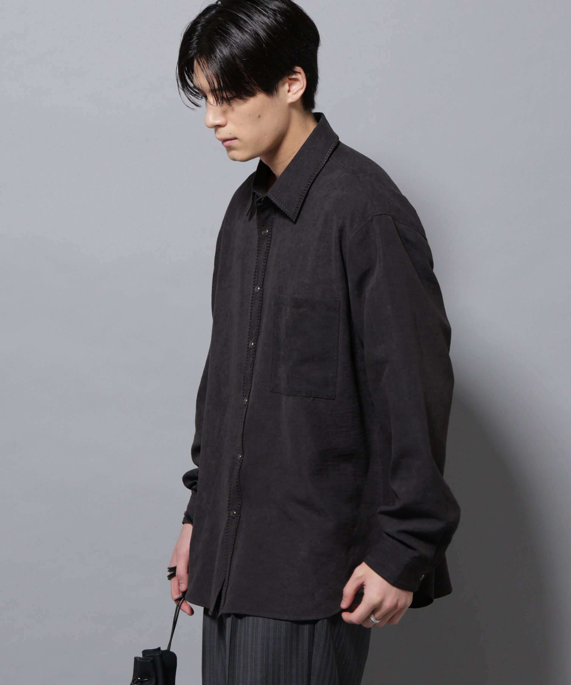 nano･universe「エンブロイダリーフェイクスウェードシャツ」|シャツ・ブラウス|