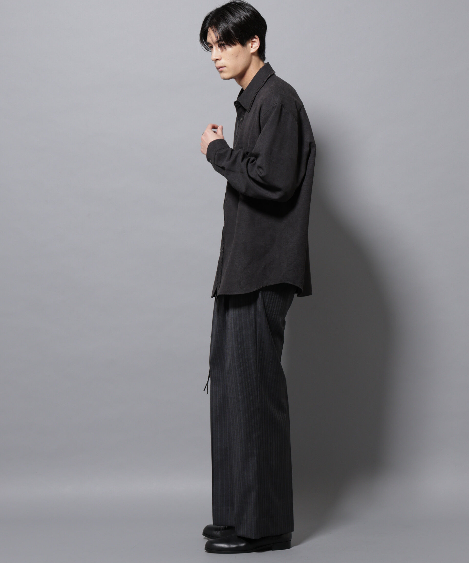 nano･universe「エンブロイダリーフェイクスウェードシャツ」|シャツ・ブラウス|