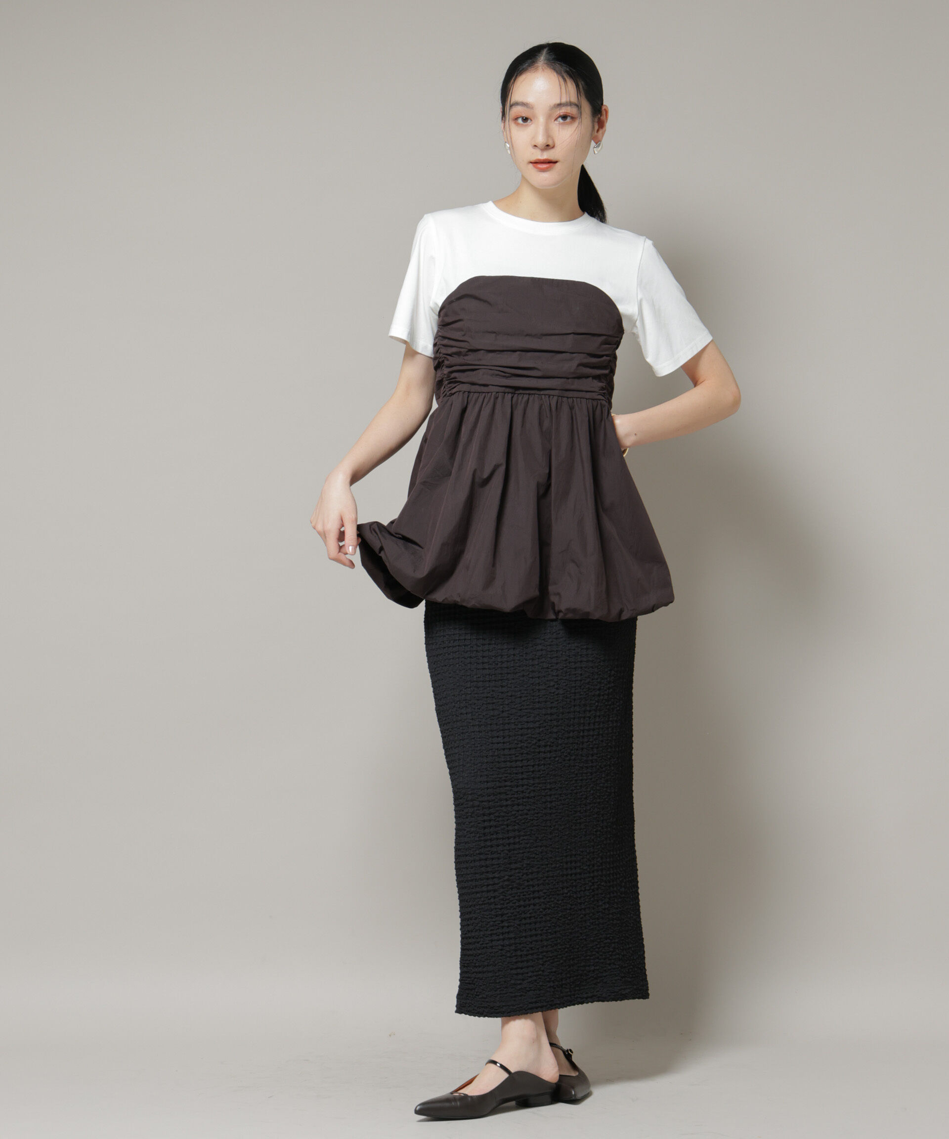 nano･universe「バルーンビスチェドッキングトップス」|Tシャツ・カットソー|