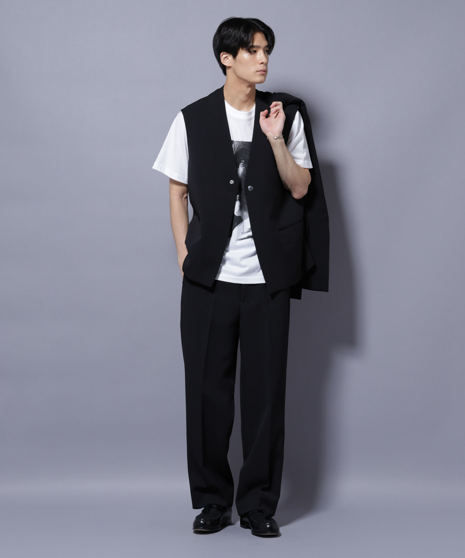 nano･universe「Reflax(R) ダブルクロスウェザーベスト(セットアップ可)」|ダウンベスト・ベスト|