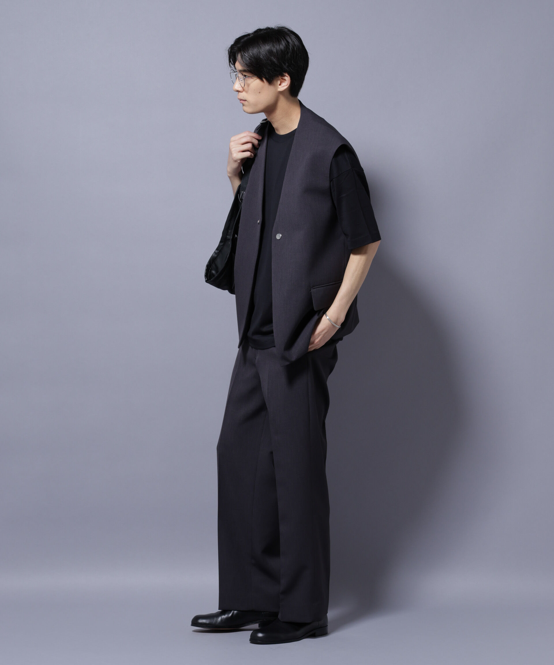 nano･universe「Reflax(R) ダブルクロスウェザーベスト(セットアップ可)」|ダウンベスト・ベスト|