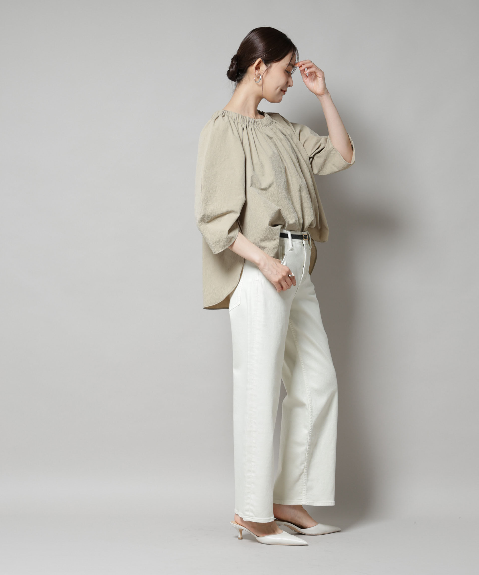 nano･universe「ボリュームギャザータックスリーブブラウス」|シャツ・ブラウス|