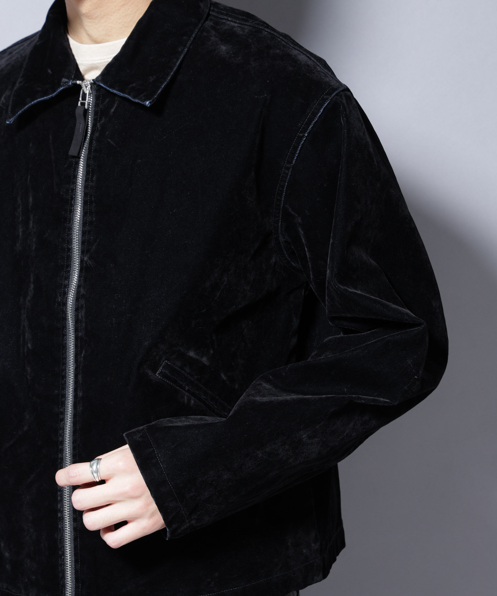 nano･universe「フロッキーデニム スポーツジャケット」|ブルゾン・スタジャン|