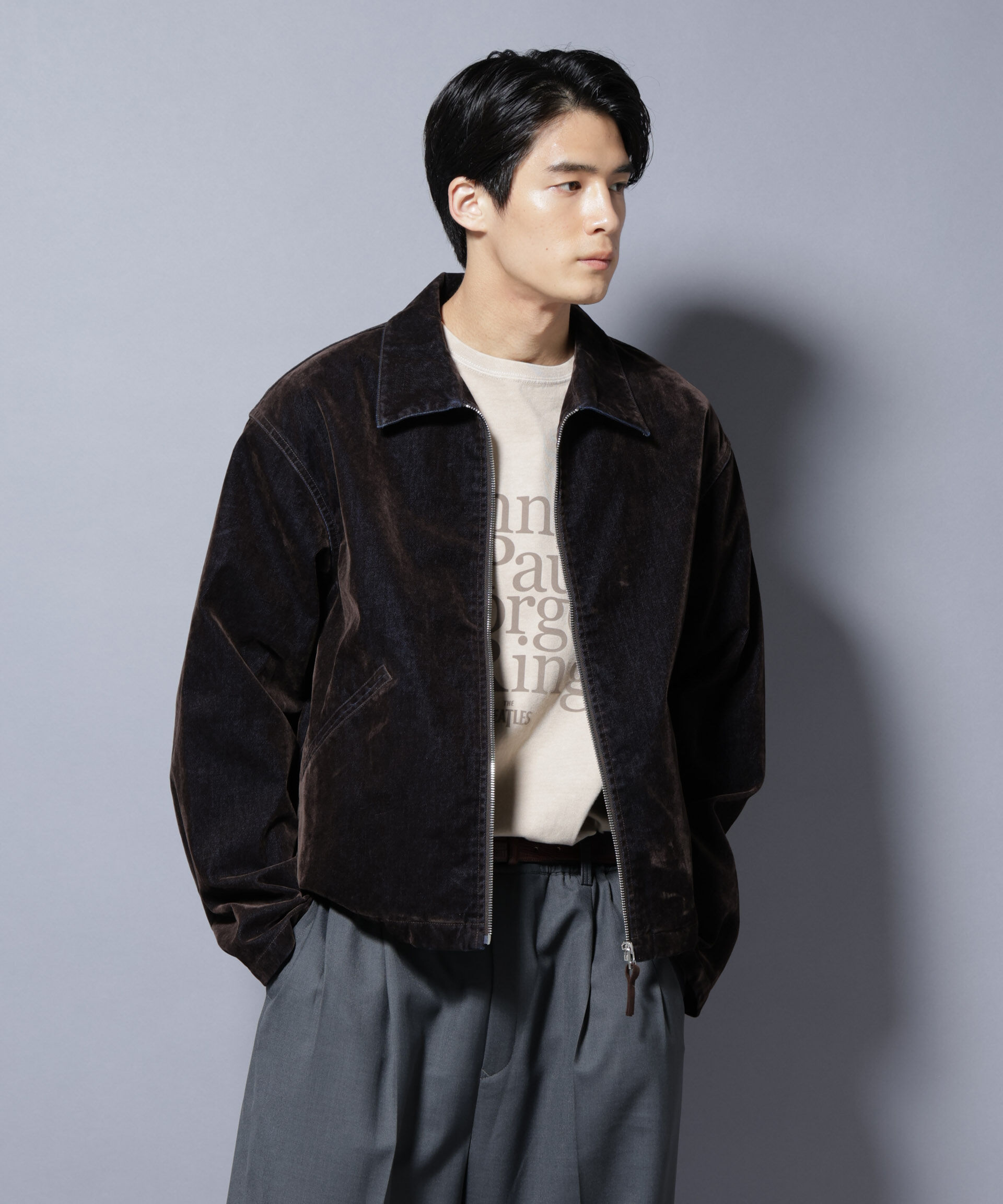 nano･universe「フロッキーデニム スポーツジャケット」|ブルゾン・スタジャン|