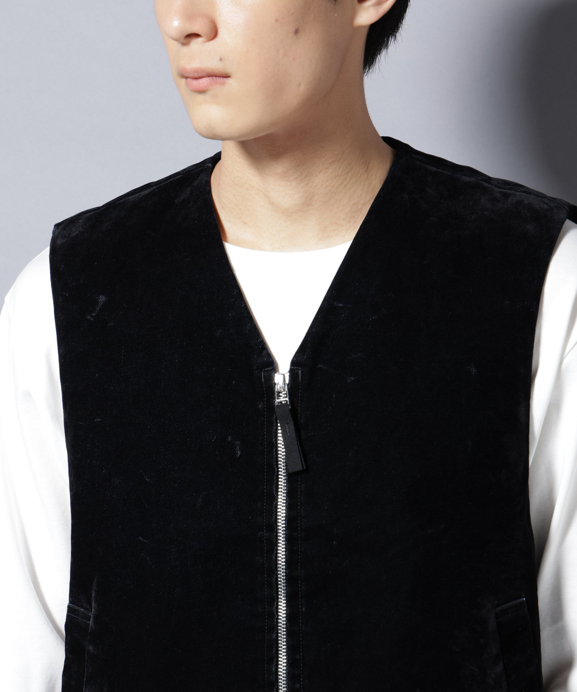 nano･universe「フロッキーデニム  ZIPベスト 」|ダウンベスト・ベスト|