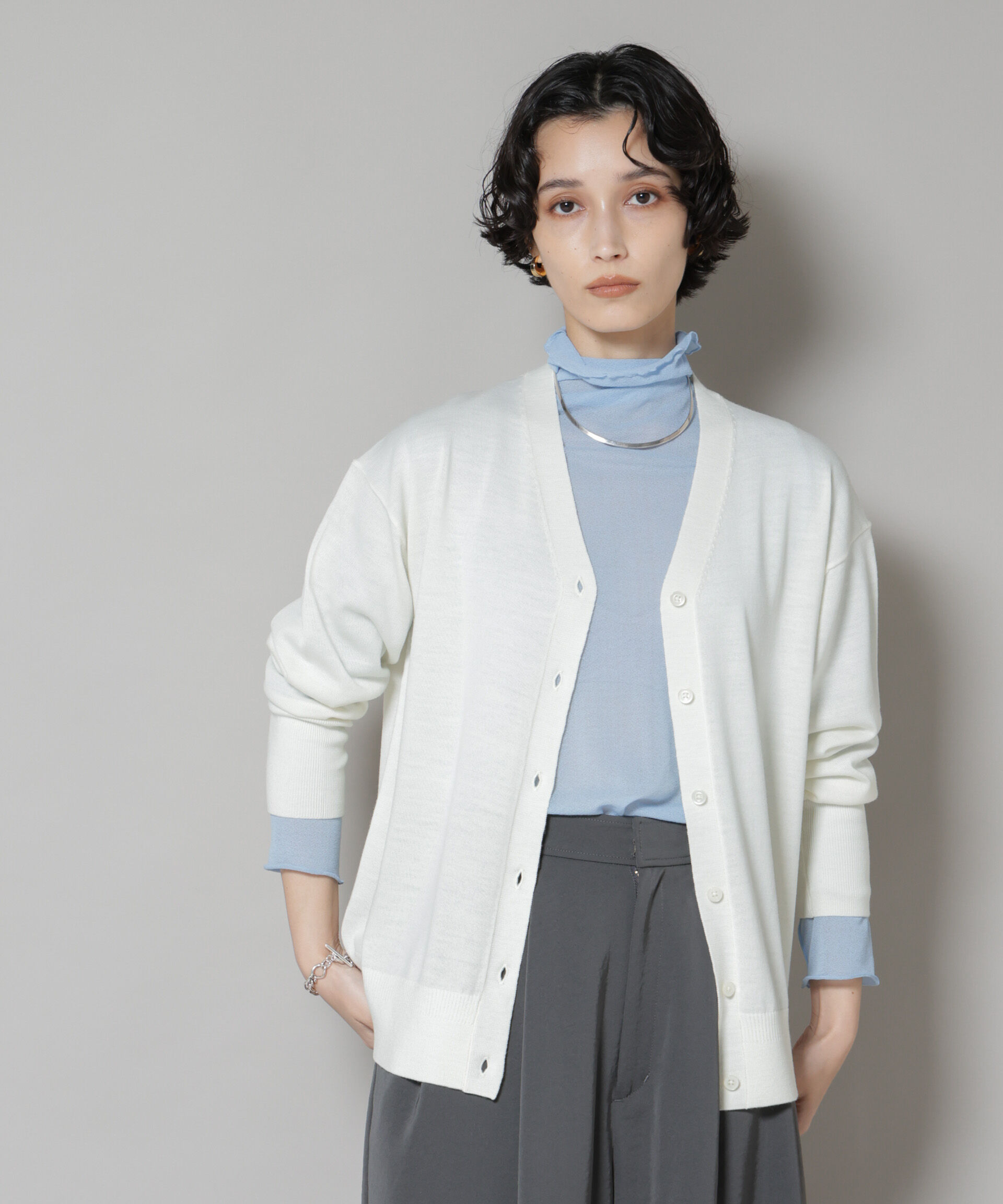 nano･universe「毛玉レスニット2wayカシュクールカーディガン」|ニット・セーター|