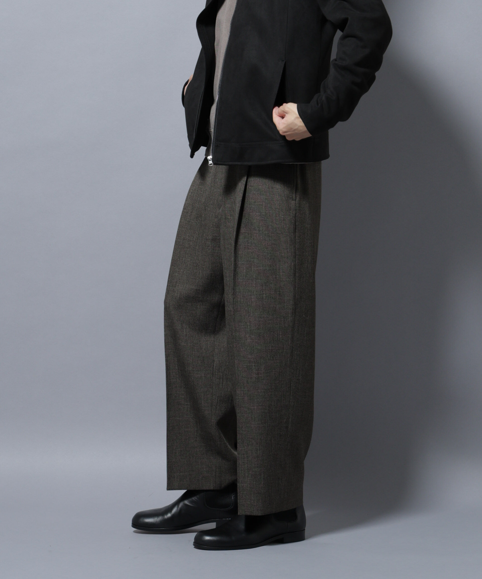 nano･universe「「大人のワイドパンツ」シャークスキンイージースラックス」|チノ|ブラウン