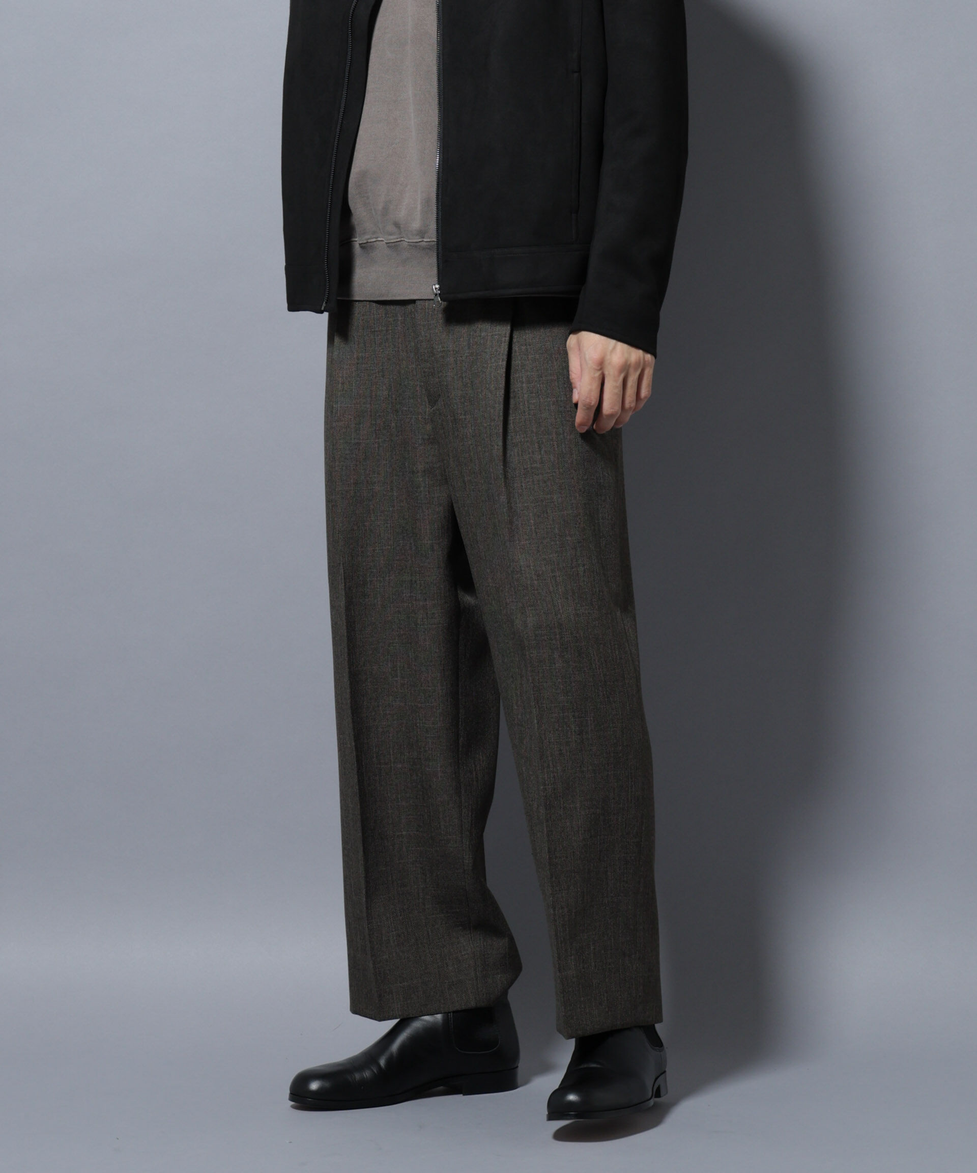 nano･universe「「大人のワイドパンツ」シャークスキンイージースラックス」|チノ|