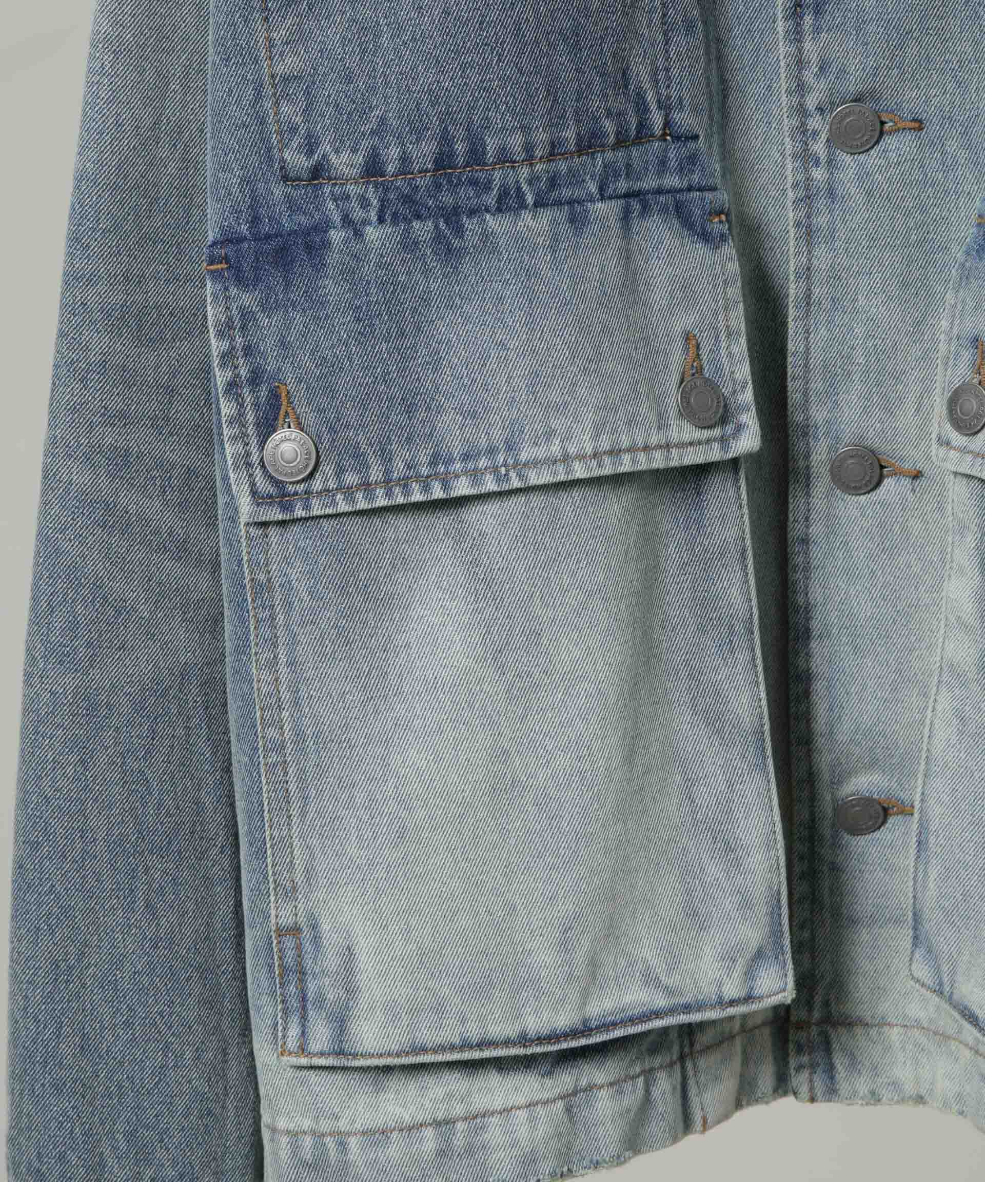 nano･universe「｢HOTEL PALACE｣ フェードデニムカバーオールジャケット」|ブルゾン・スタジャン|