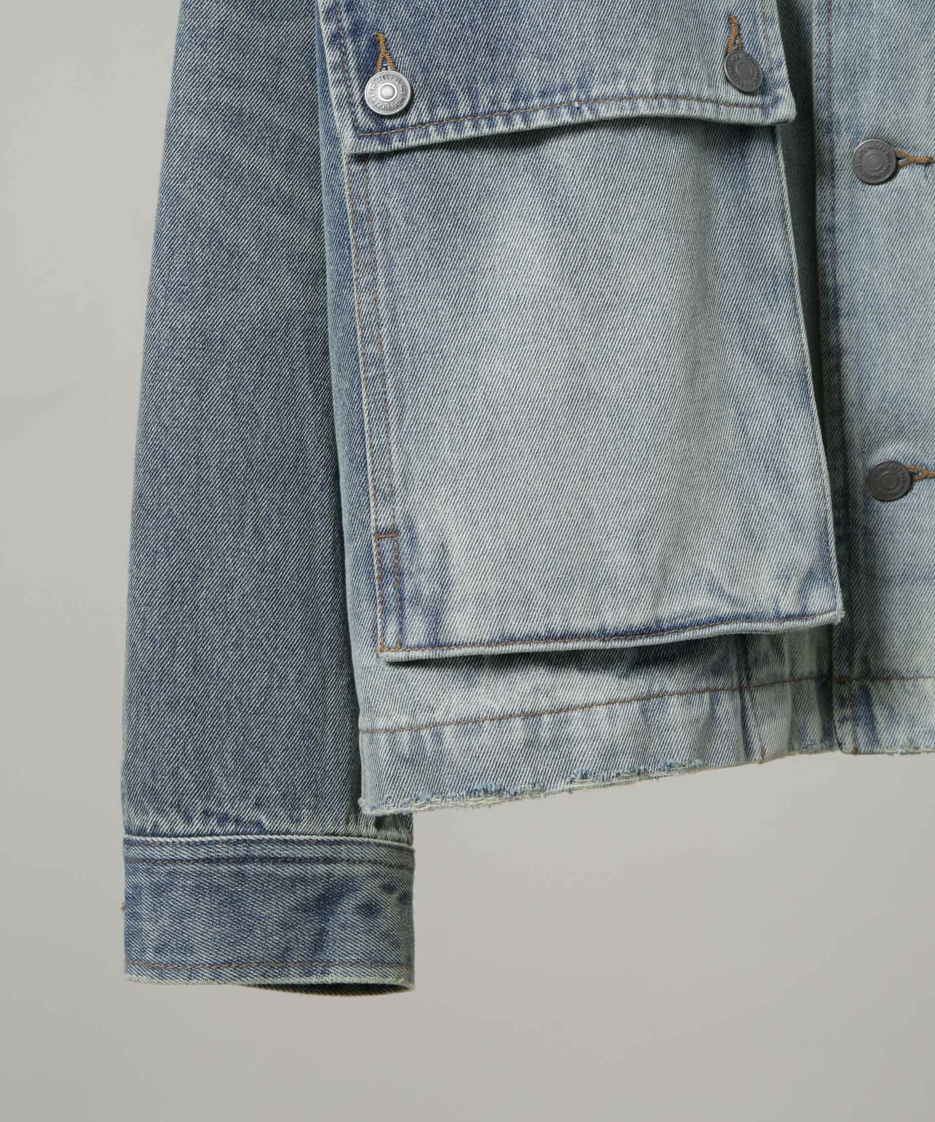 nano･universe「｢HOTEL PALACE｣ フェードデニムカバーオールジャケット」|ブルゾン・スタジャン|