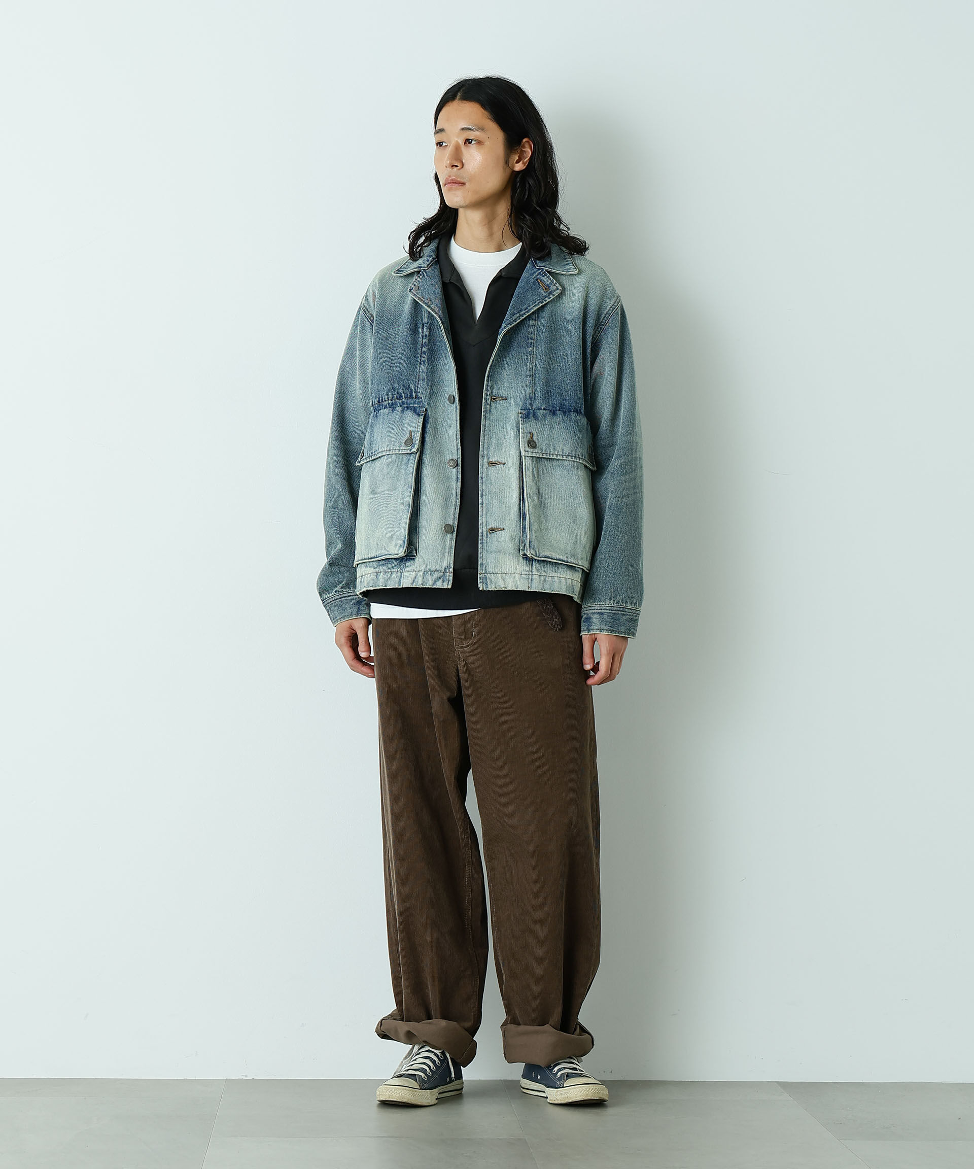 nano･universe「｢HOTEL PALACE｣ フェードデニムカバーオールジャケット」|ブルゾン・スタジャン|