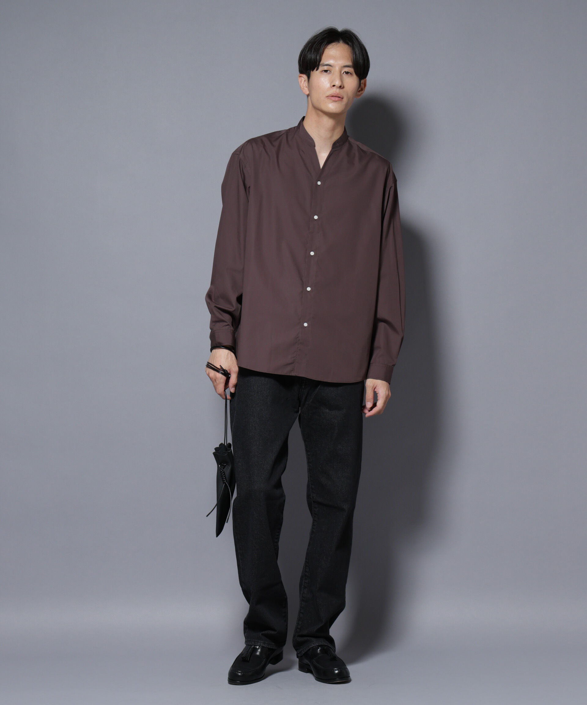 nano･universe「「大人のワイドシャツ」バンドカラー 長袖」|シャツ・ブラウス|