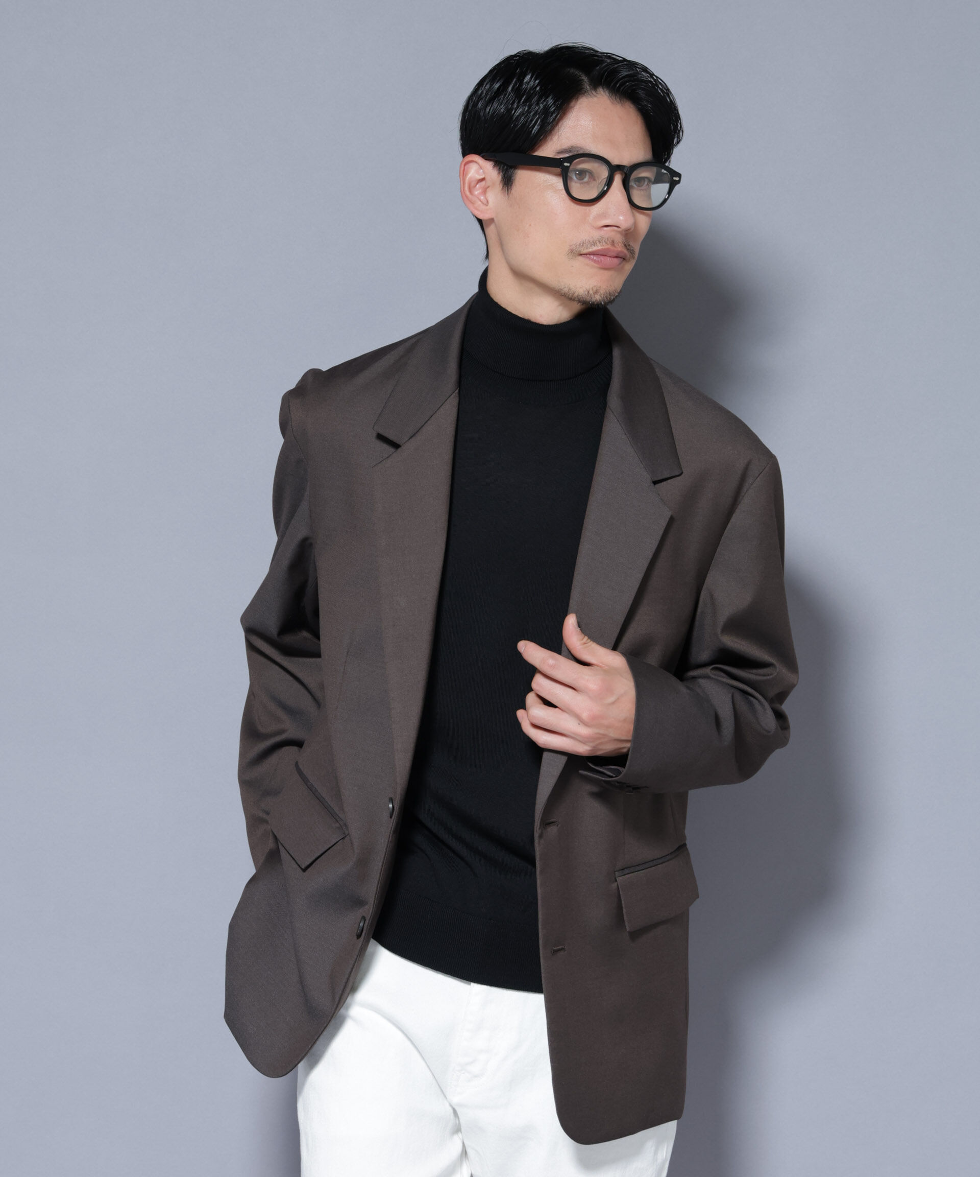 nano･universe「DELEGANTEｴｱﾘｰｻｷｿﾆｰ ｸﾞﾘｯﾀｰｽﾄﾗｲﾌﾟﾃｰﾗｰﾄﾞｼﾞｬ」|テーラードジャケット|