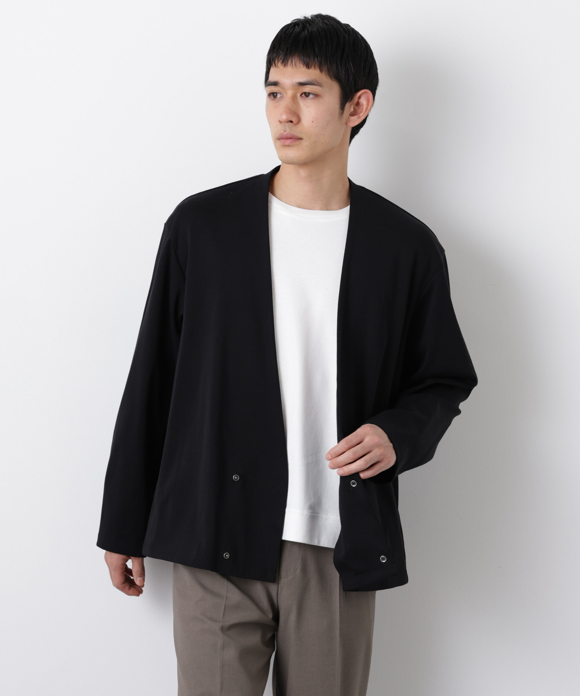 nano･universe「「FORMAL JERSEY」ノーカラーカーディガン」|Tシャツ・カットソー|