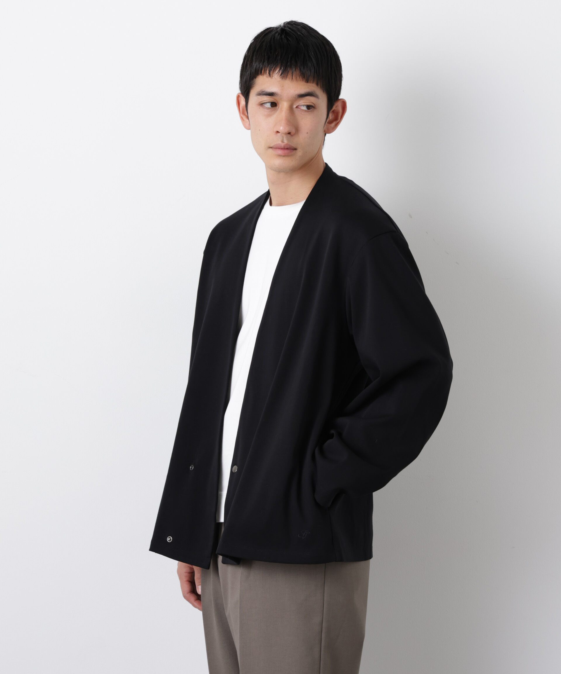 nano･universe「「FORMAL JERSEY」ノーカラーカーディガン」|Tシャツ・カットソー|