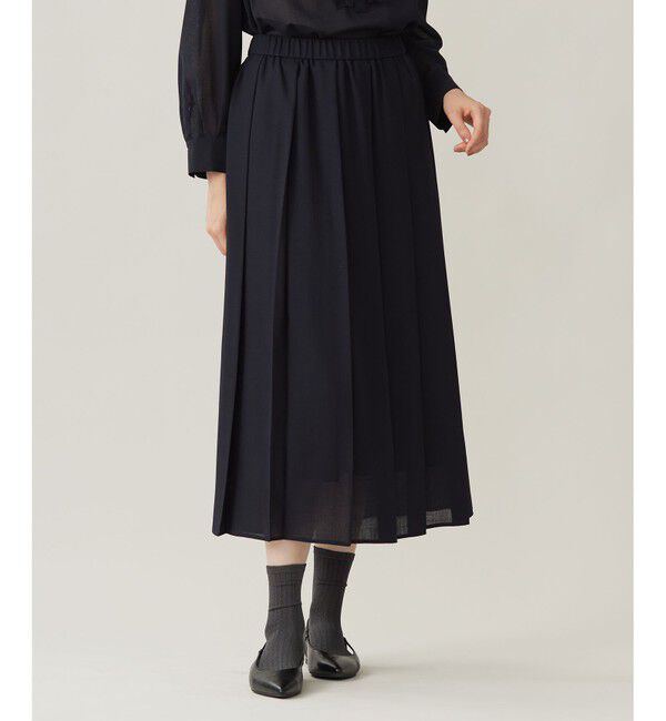 自由区「【セットアップ対応・洗える】ハイツイストビエラプリーツ スカート」|スカート|ネイビー