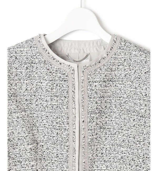 23区「【セットアップ対応】シャインツイードストレッチ ノーカラー ジャケット」|ノーカラージャケット|