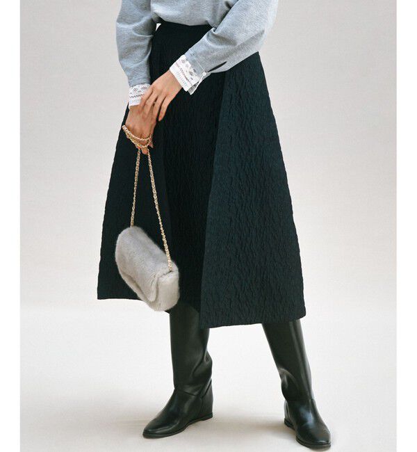 23区「【洗える】エクラジャカード コクーン スカート」|スカート|ブラック系