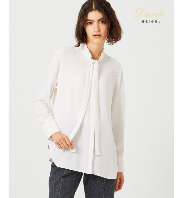 BEIGE,「EVA / ボウタイロングスリーブブラウス」|シャツ・ブラウス|White